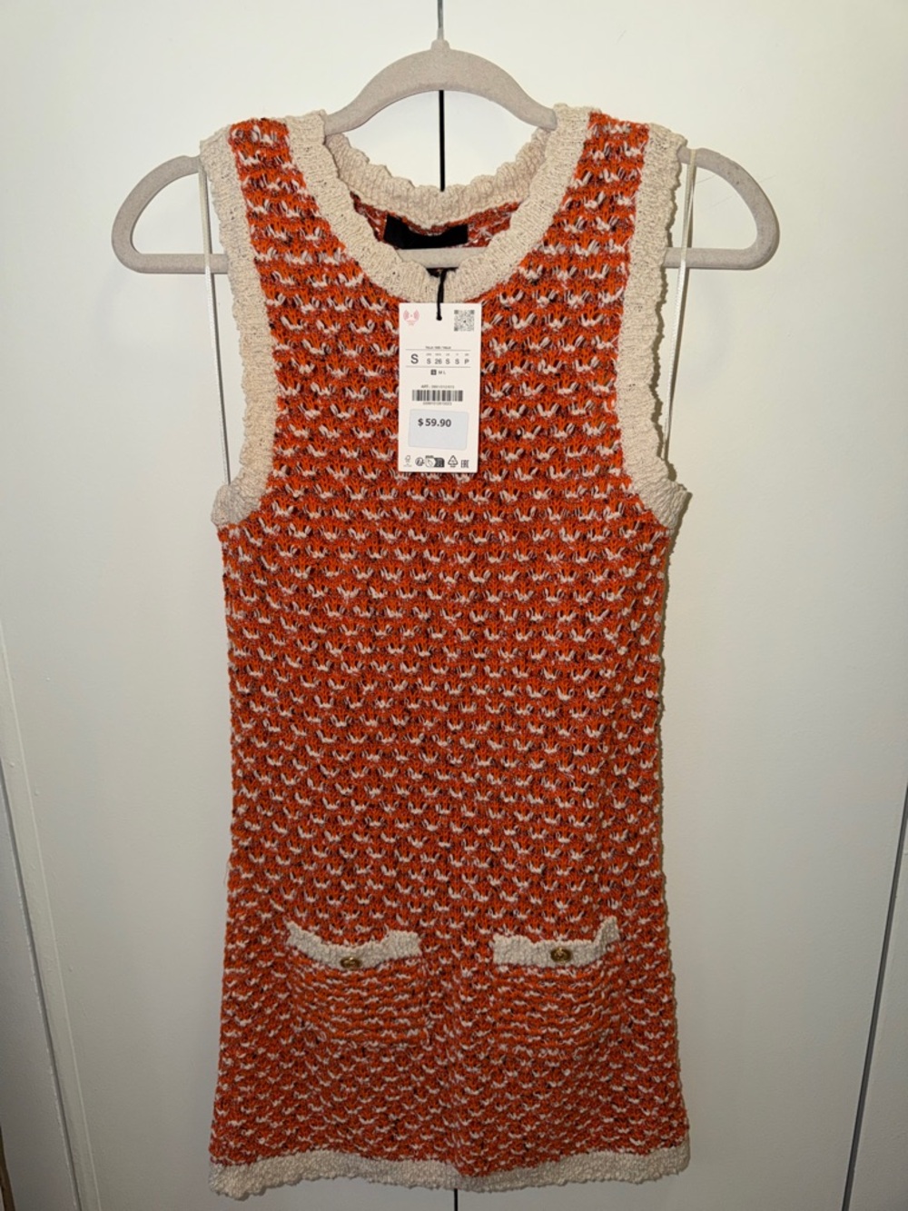 Zara Rust and Cream Knit Midi Dress